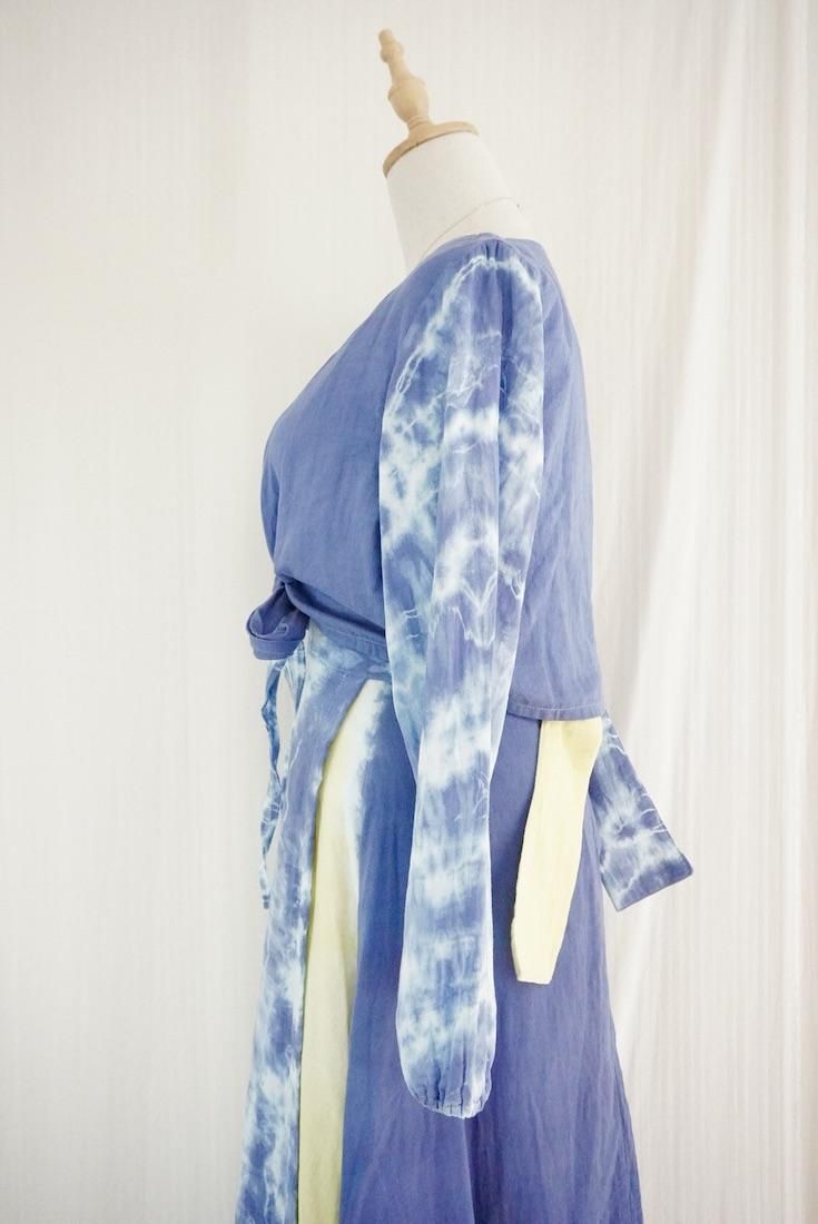 W gauze Ribbon Cardigan “ Deepblue”