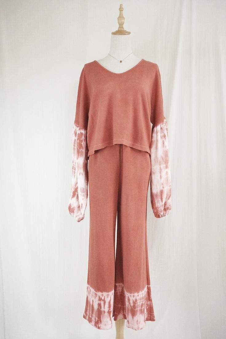 Soft cotton Puff sleeve top Burgundy