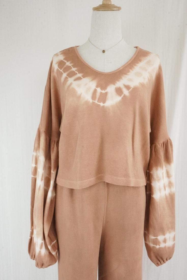 Soft cotton Puff sleeve top Terracotta