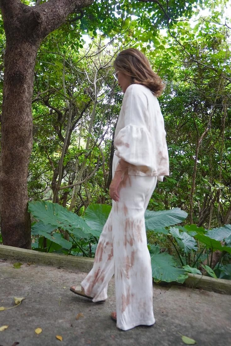 Soft cotton Puff sleeve top Terracotta