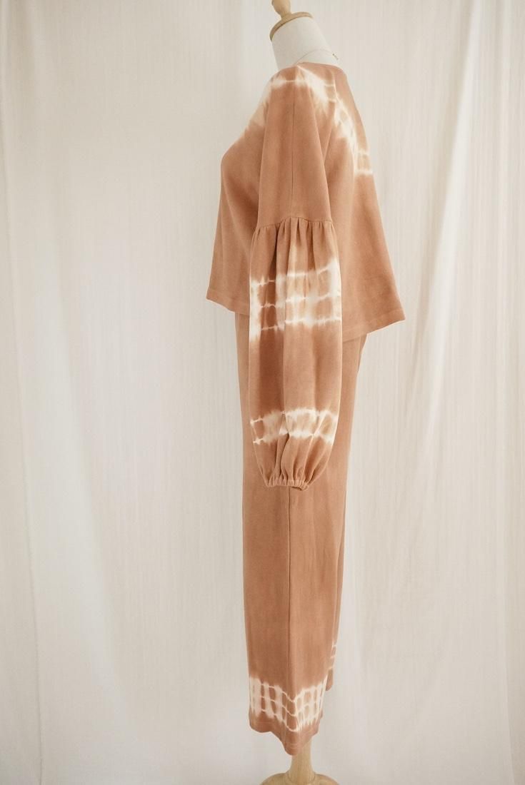 Soft cotton Puff sleeve top Terracotta