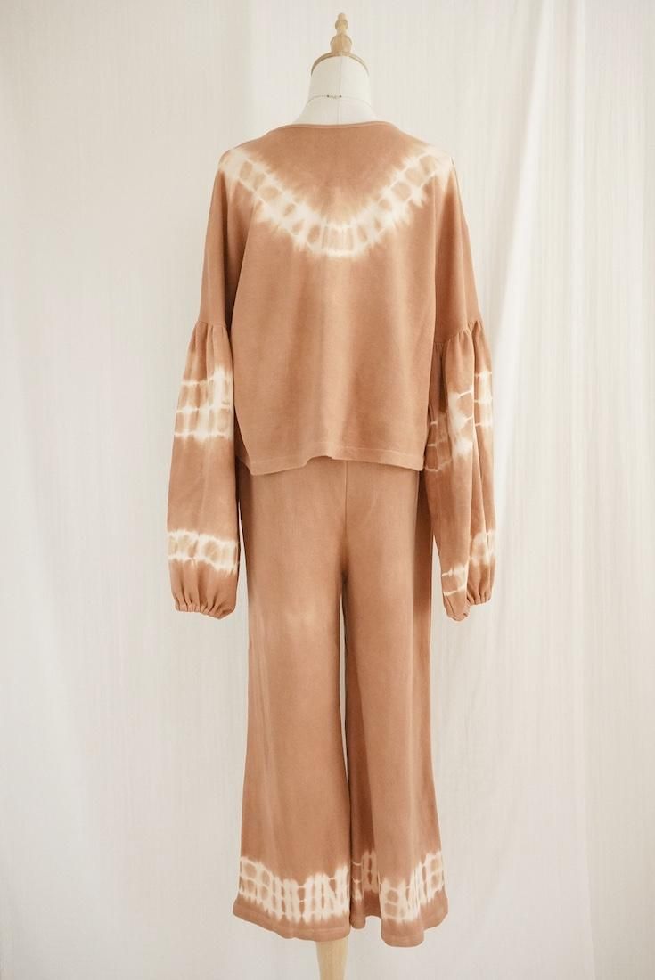 Soft cotton Puff sleeve top Terracotta