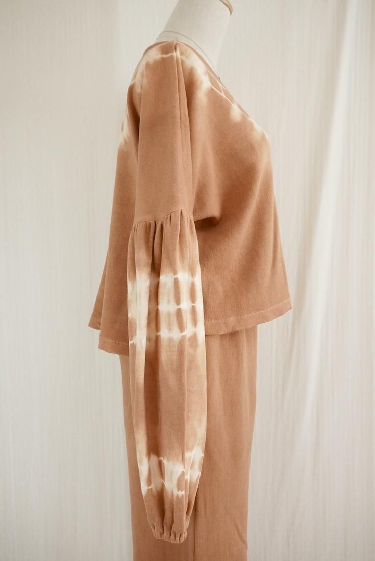 Soft cotton Puff sleeve top Terracotta