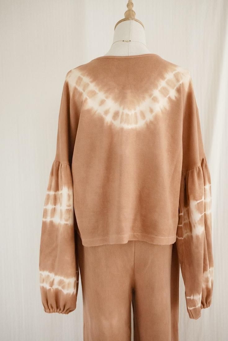 Soft cotton Puff sleeve top Terracotta