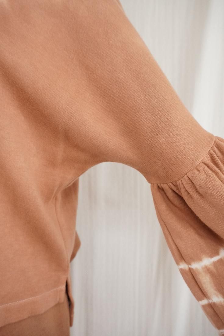 Soft cotton Puff sleeve top Terracotta