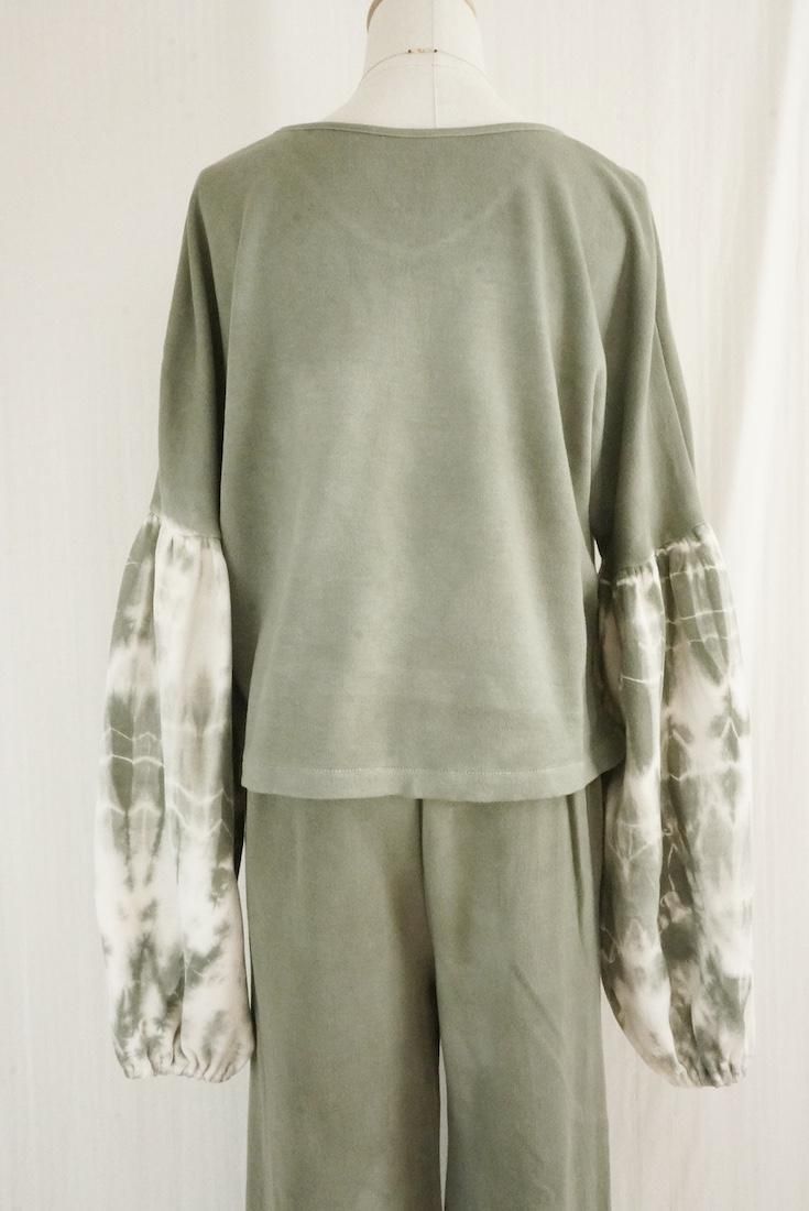 Soft cotton Puff sleeve top Greentea