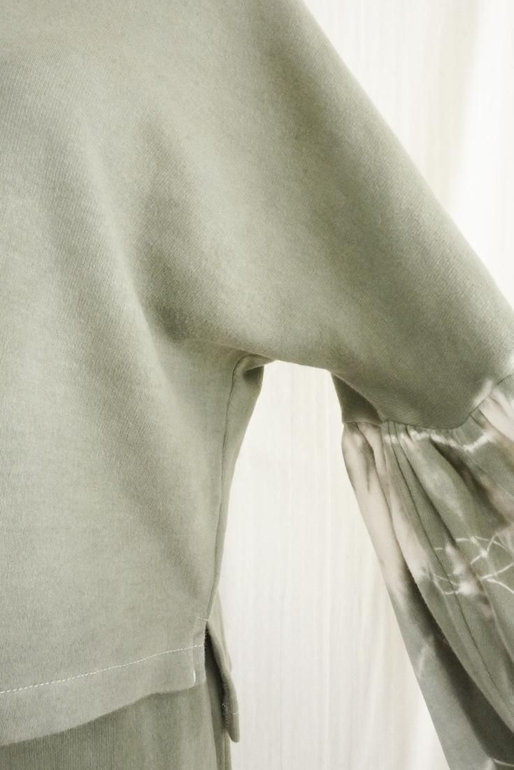 Soft cotton Puff sleeve top Greentea