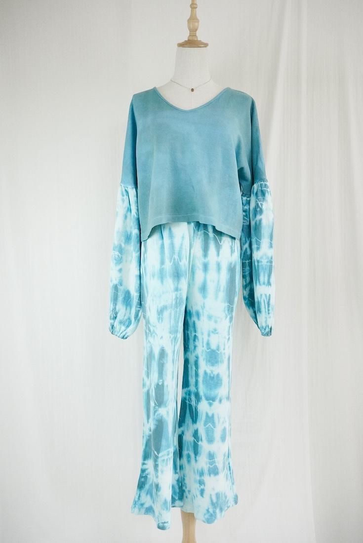 Soft cotton Puff sleeve top Under the sea