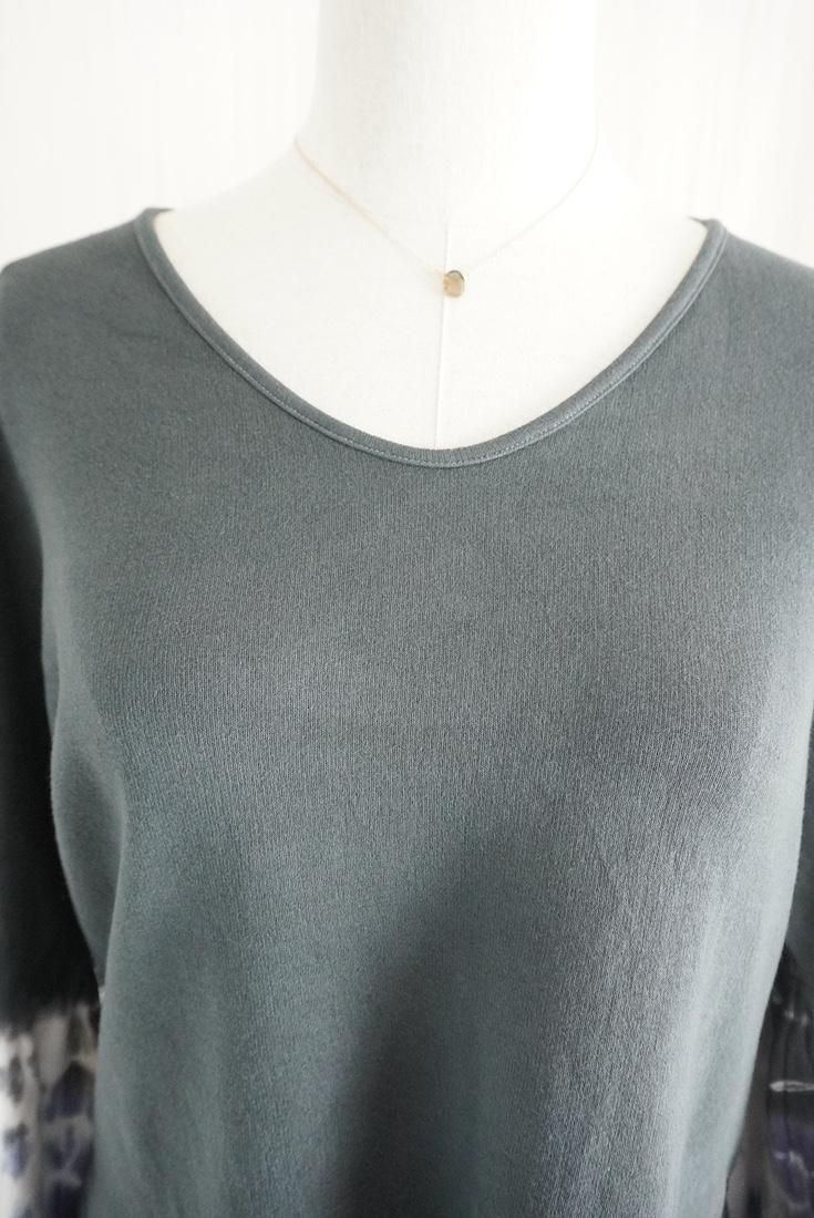 Soft cotton Puff sleeve top Black x Lavender