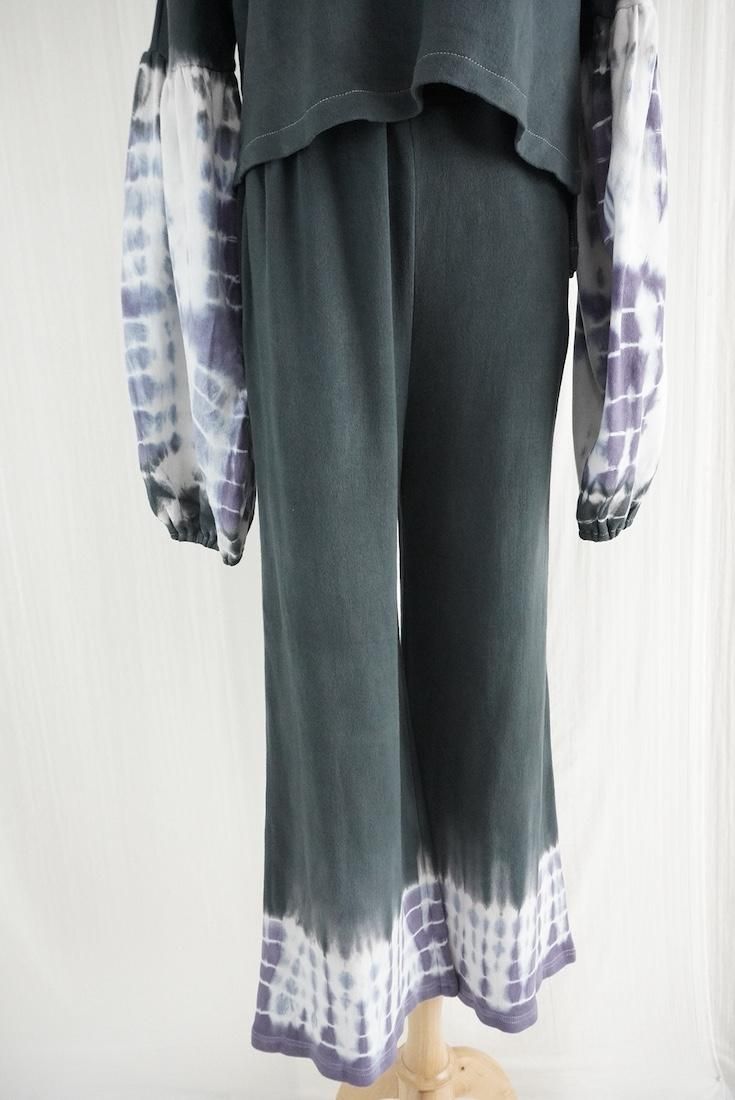 Soft cotton Relax pants Black x Lavender
