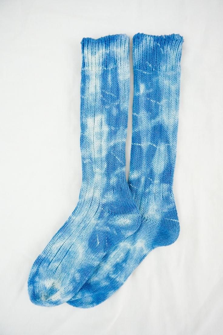 Organic Cotton Low gauge socks 1color SHIBORI BlueJeans 