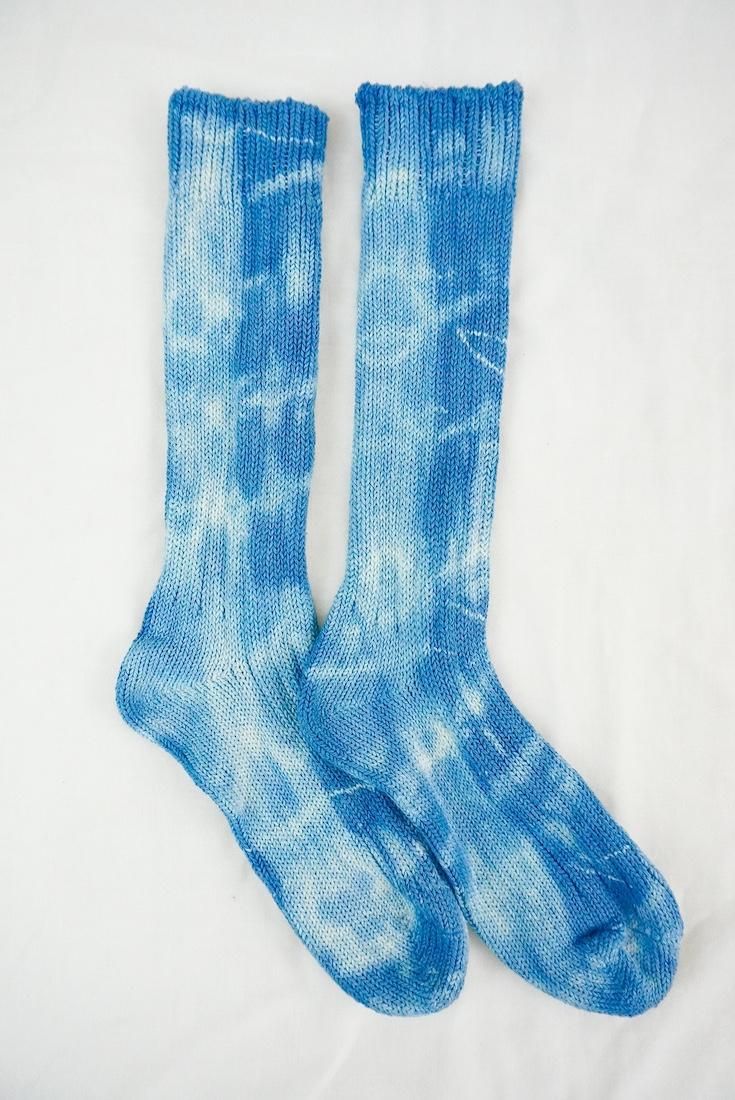 Organic Cotton Low gauge socks 1color SHIBORI BlueJeans 