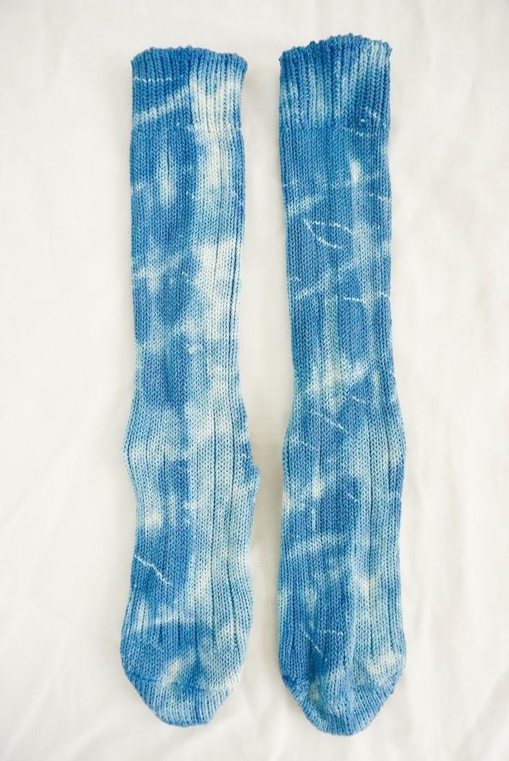 Organic Cotton Low gauge socks 1color SHIBORI BlueJeans 
