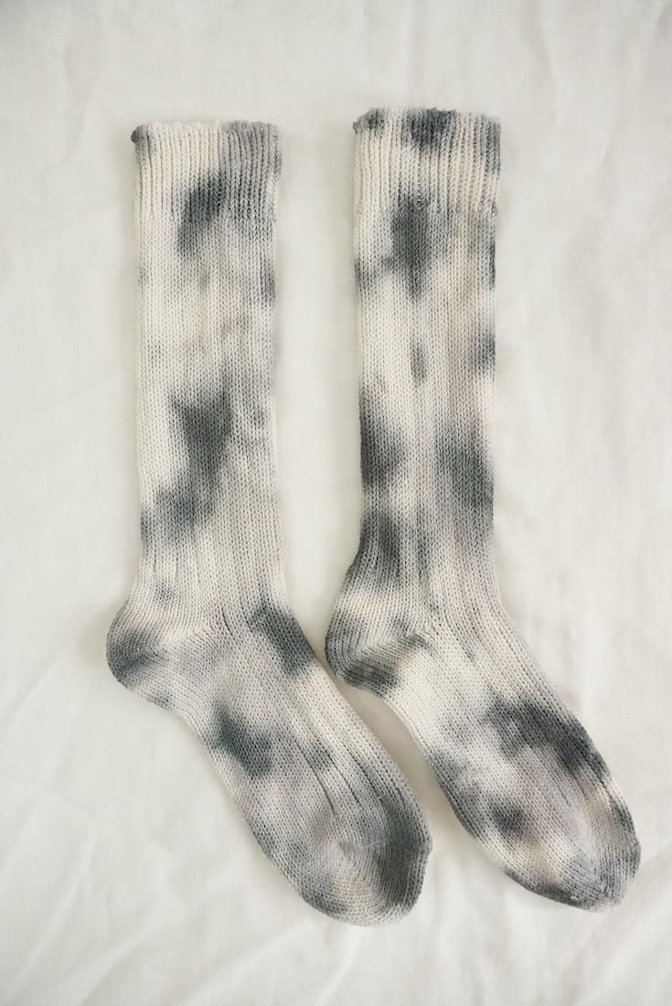 Organic Cotton Low gauge socks 1color SHIBORI Black 