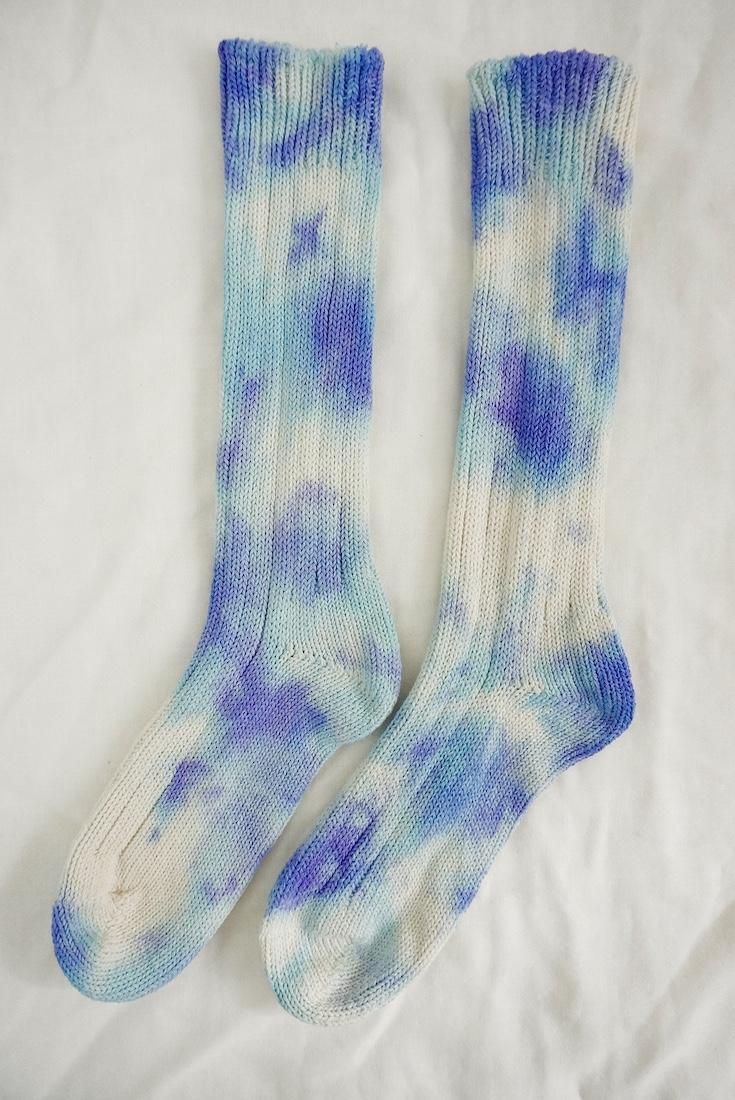 Organic Cotton Low gauge socks 1color SHIBORI Hydrangea 