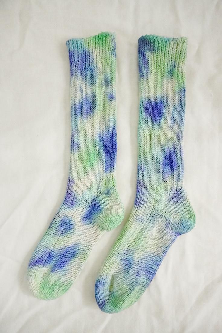Organic Cotton Low gauge socks 2color SHIBORI Hydrangea x Babyleaf 