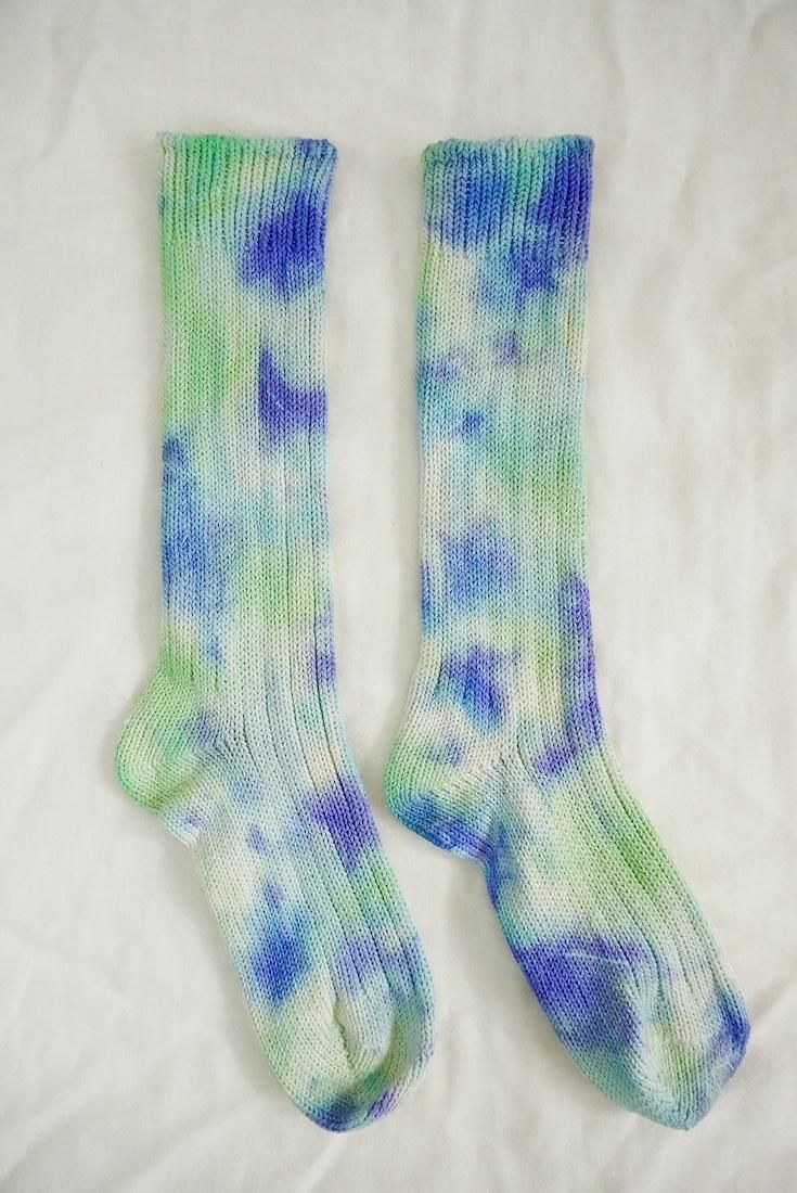 Organic Cotton Low gauge socks 2color SHIBORI Hydrangea x Babyleaf 