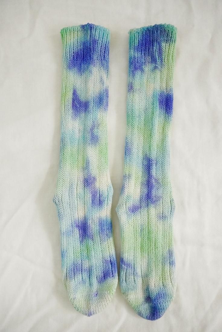 Organic Cotton Low gauge socks 2color SHIBORI Hydrangea x Babyleaf 