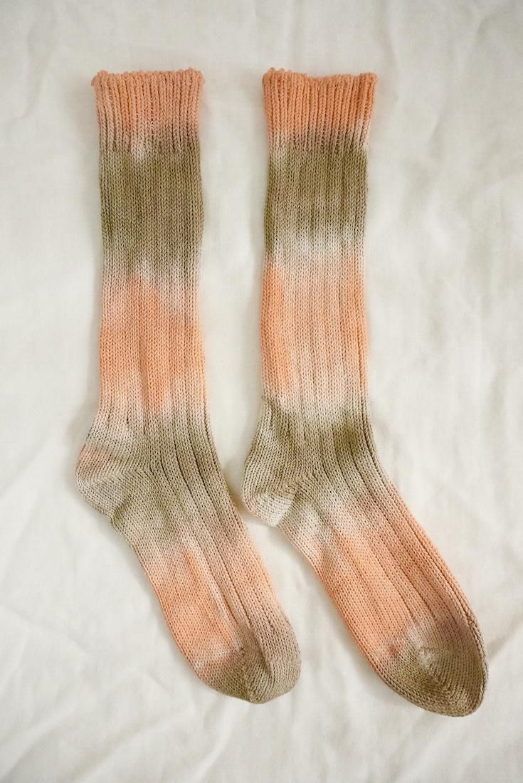 Organic Cotton Low gauge socks 2color BorderBrown x Orange 
