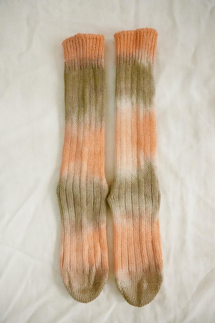 Organic Cotton Low gauge socks 2color BorderBrown x Orange 