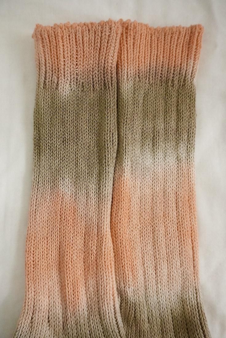Organic Cotton Low gauge socks 2color BorderBrown x Orange 