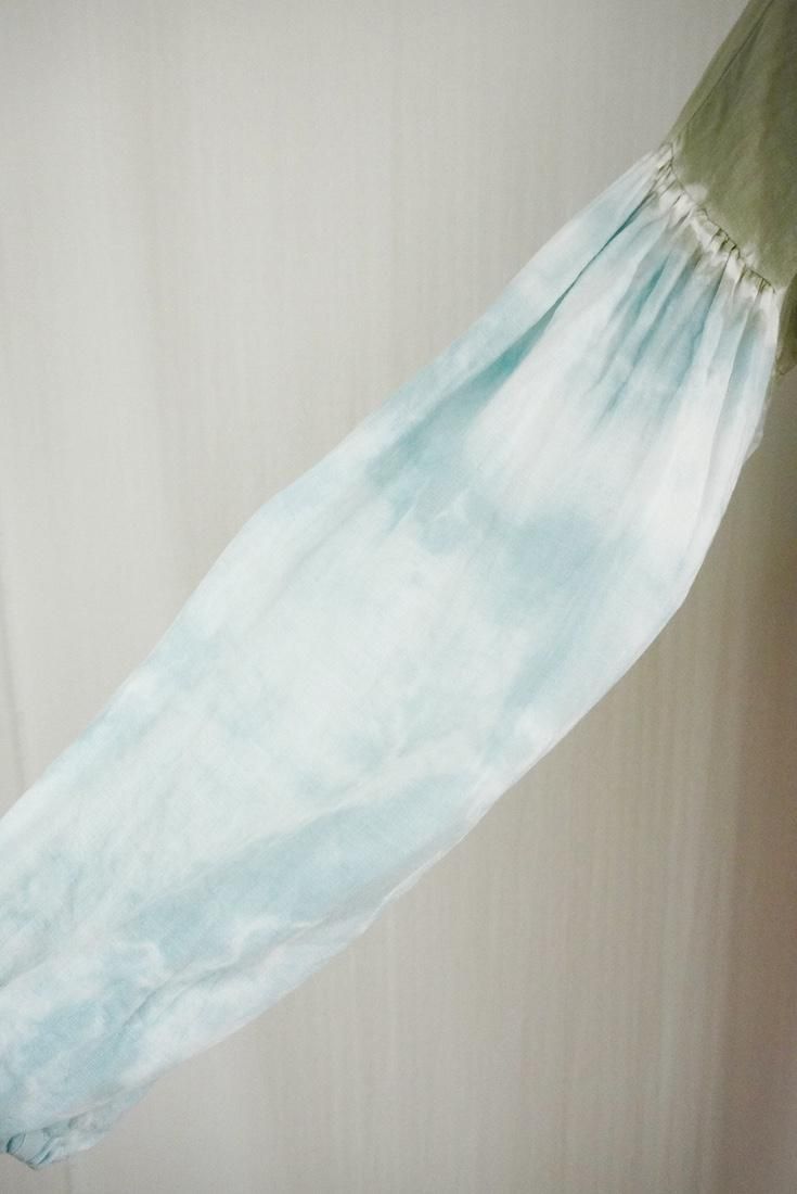W-Gauze  Puff sleeve top Greentea  x  Icemint
