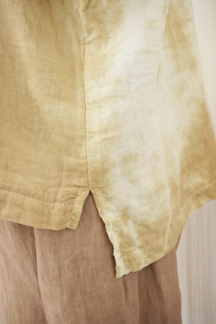 W-Gauze  Puff sleeve top Antique gold