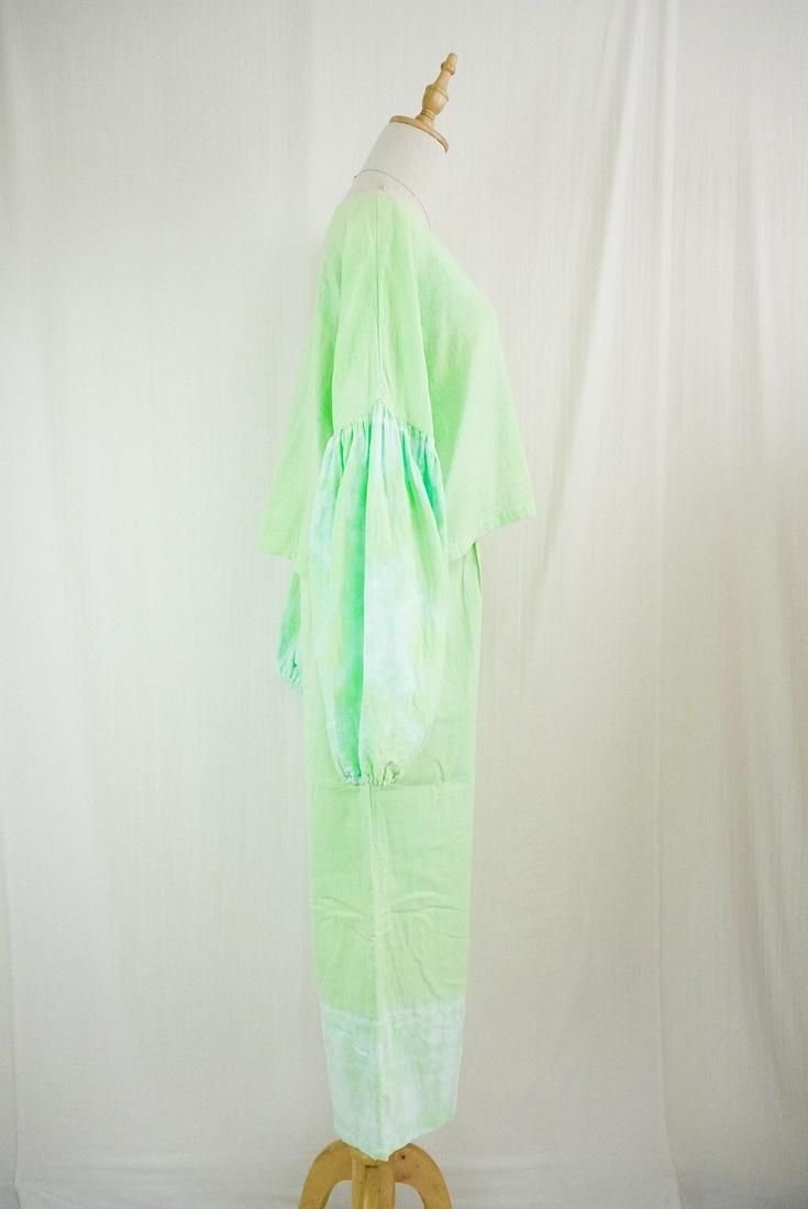 W-Gauze  Puff sleeve top Baby leaf