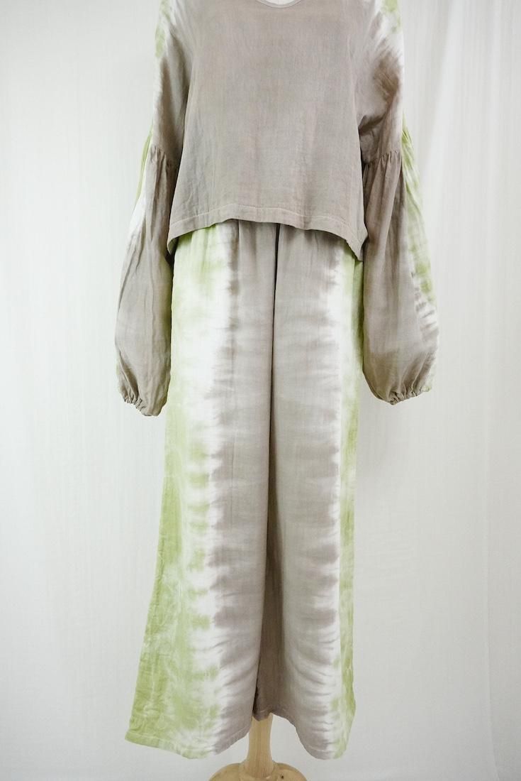 W gauze Relax Pants Graige x Olive 