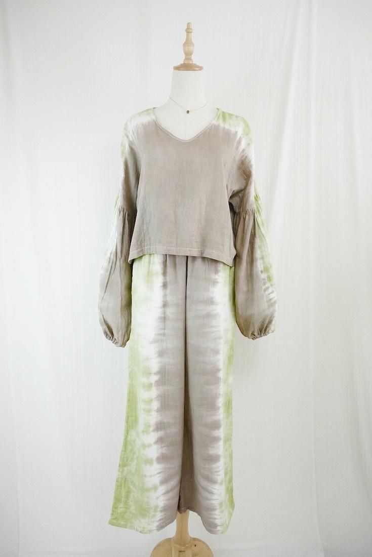 W gauze Relax Pants Graige x Olive 