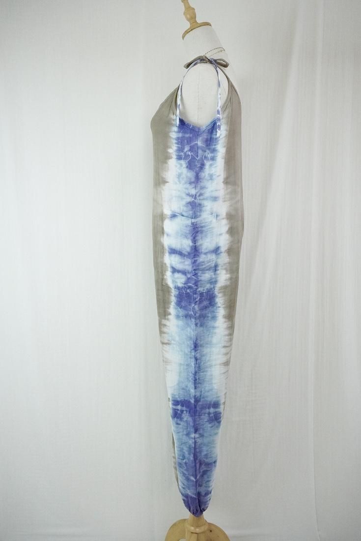 W-gauze  Ribbon long rompers  Graige x Lavender