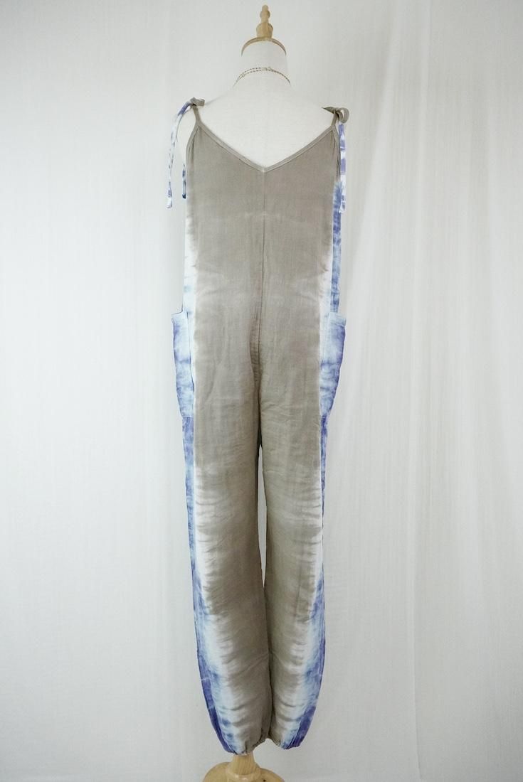 W-gauze  Ribbon long rompers  Graige x Lavender
