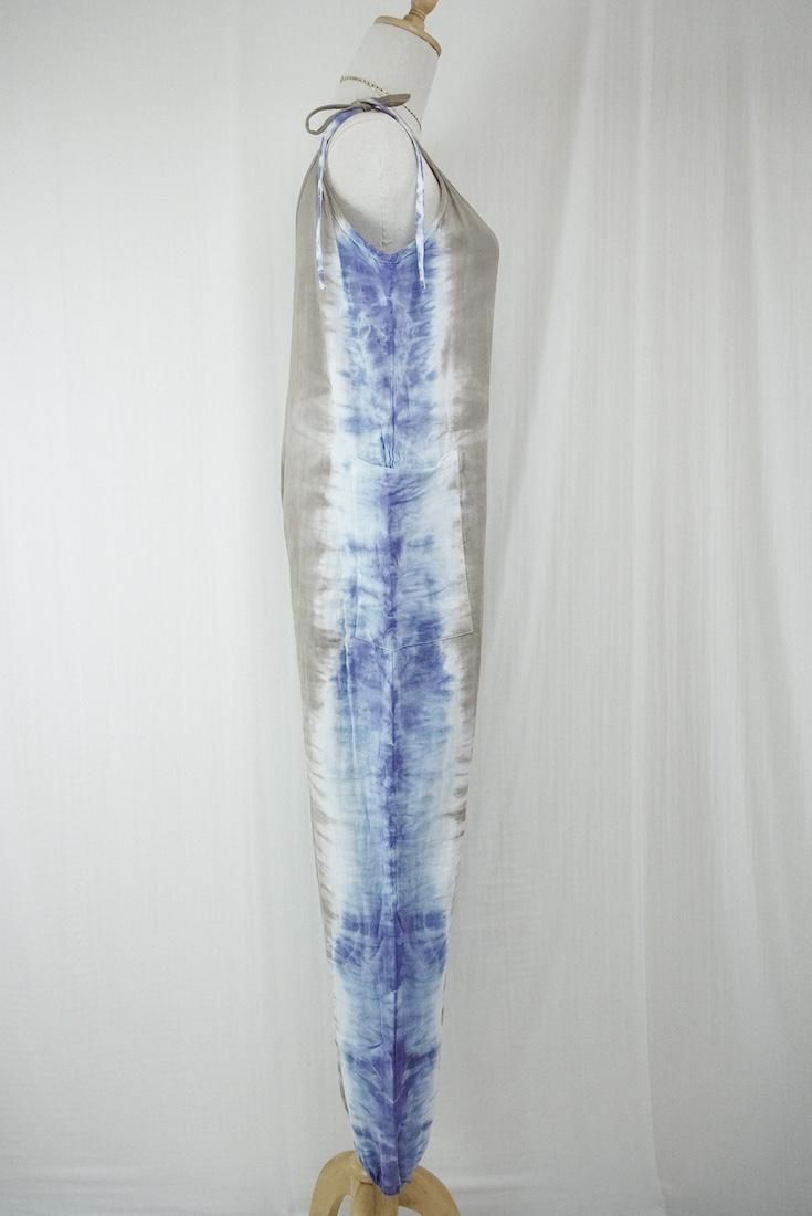W-gauze  Ribbon long rompers  Graige x Lavender