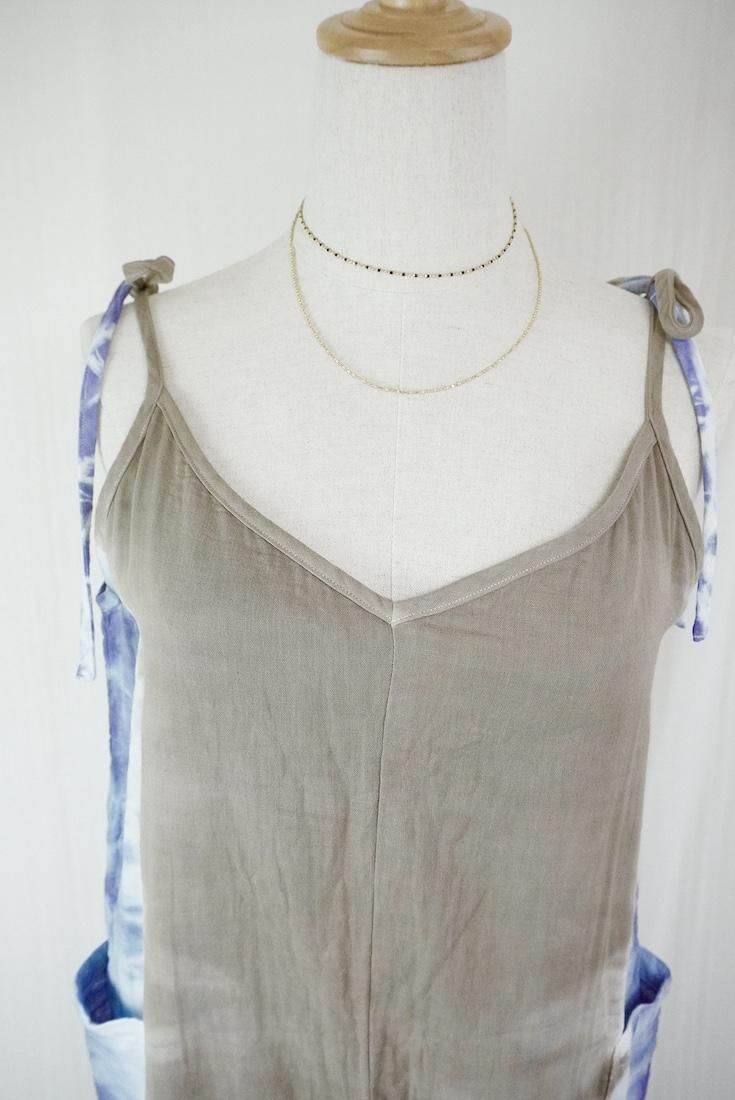 W-gauze  Ribbon long rompers  Graige x Lavender