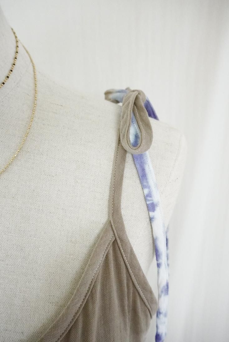 W-gauze  Ribbon long rompers  Graige x Lavender