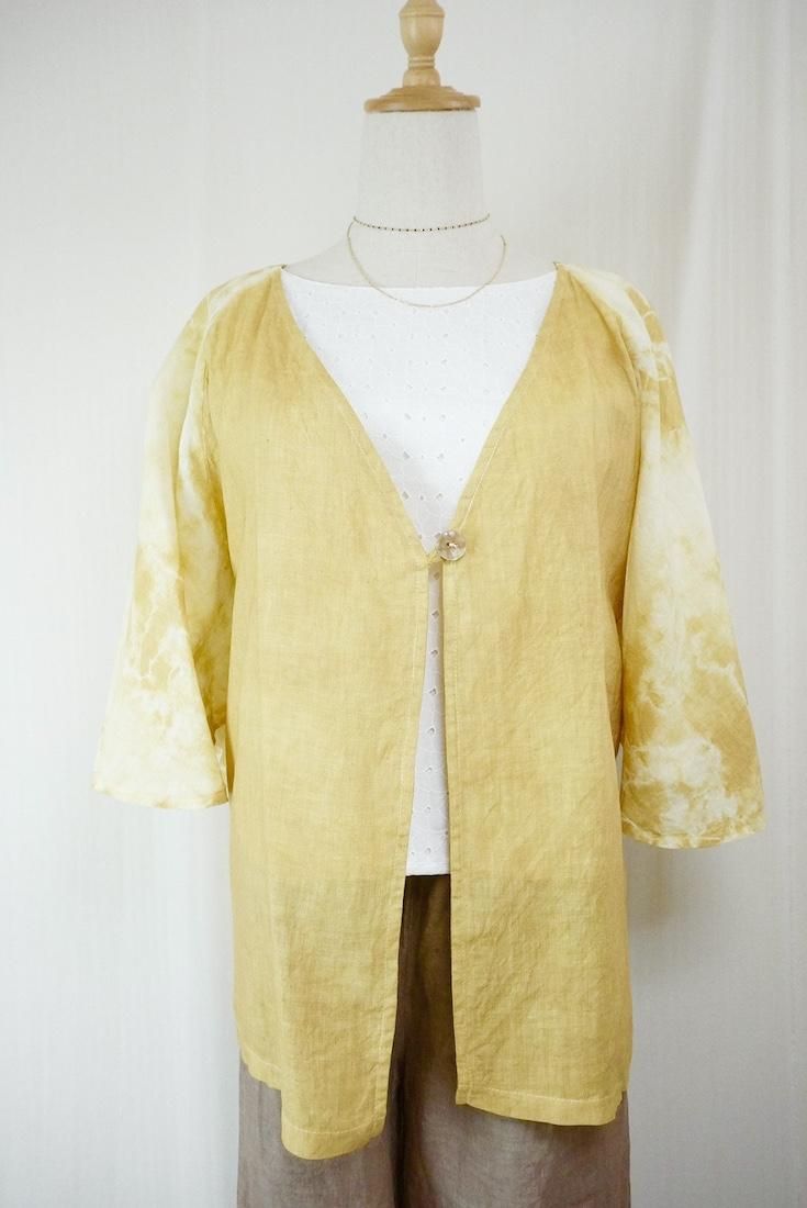 French Linen Flare Cardigan Antique Gold