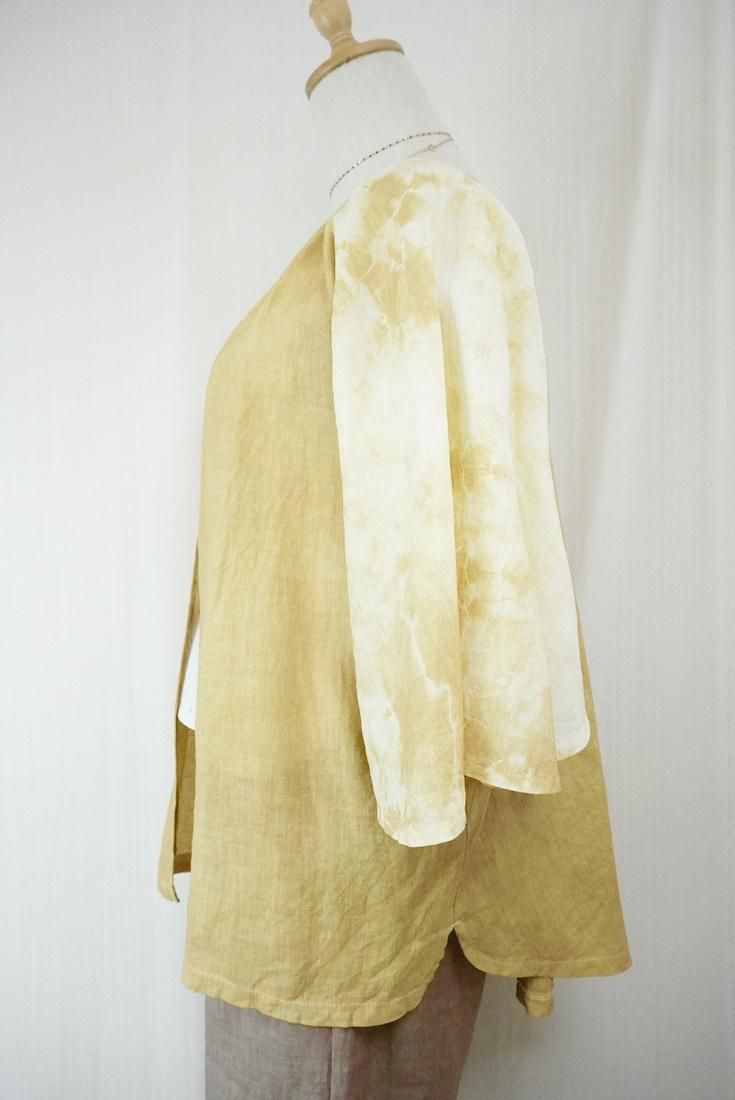 French Linen Flare Cardigan Antique Gold