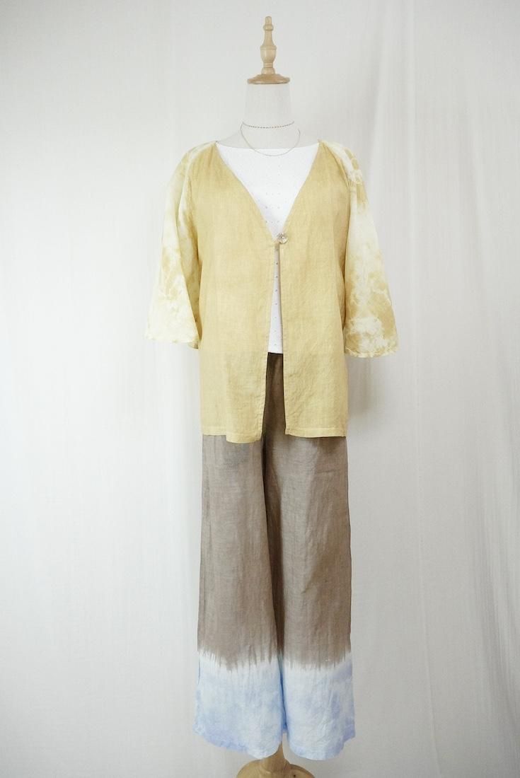 French Linen Flare Cardigan Antique Gold