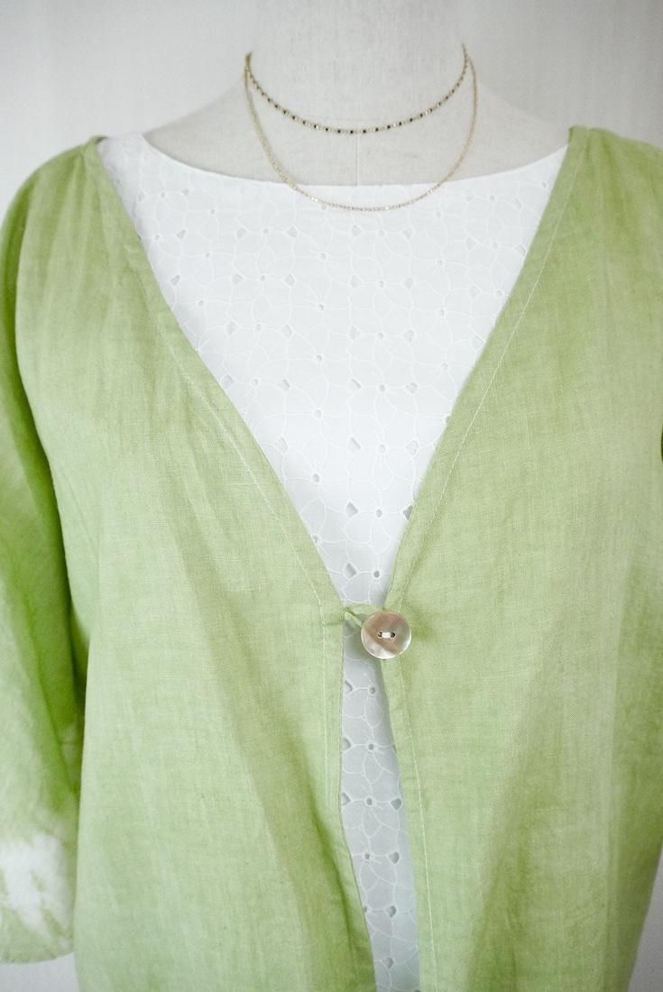 French Linen Flare Cardigan Olive