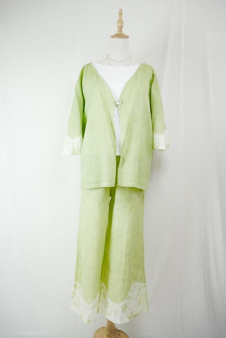 French Linen Flare Cardigan Olive