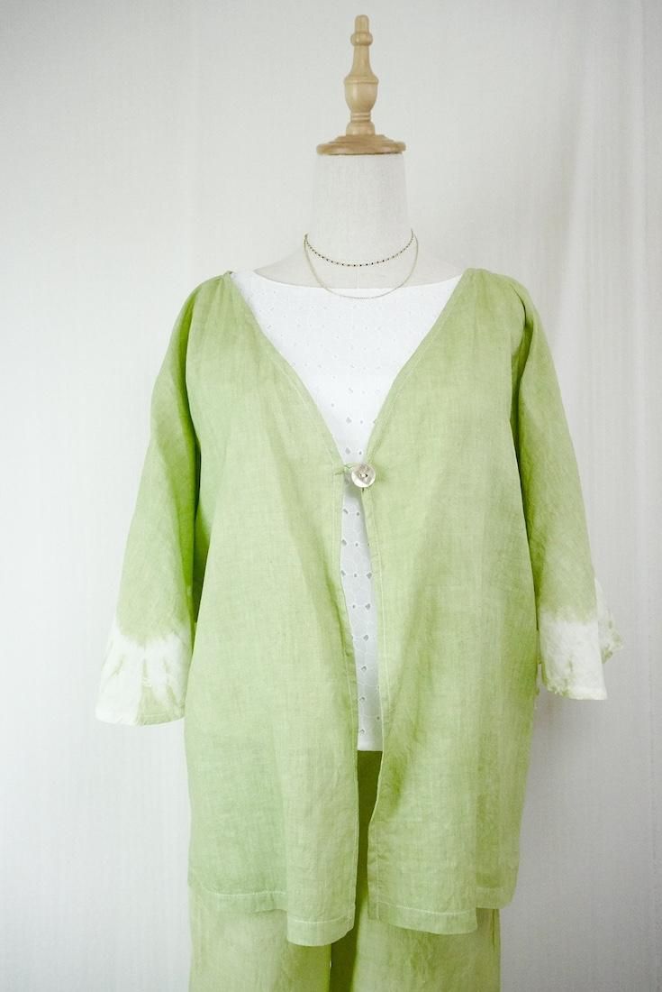 French Linen Flare Cardigan Olive