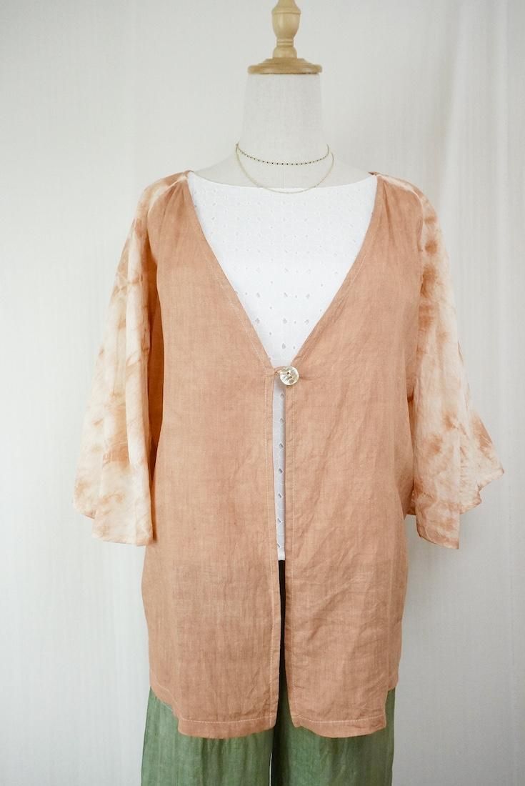 French Linen Flare Cardigan Terracotta