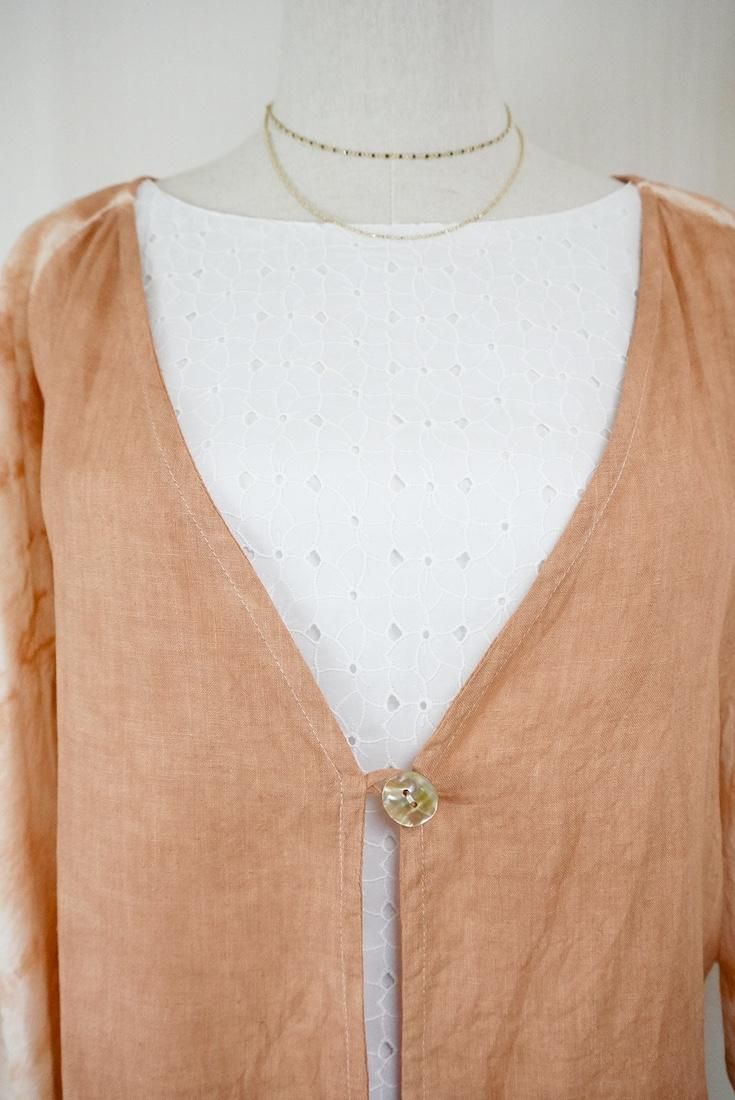 French Linen Flare Cardigan Terracotta