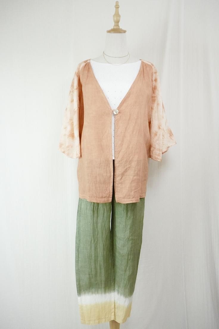 French Linen Flare Cardigan Terracotta