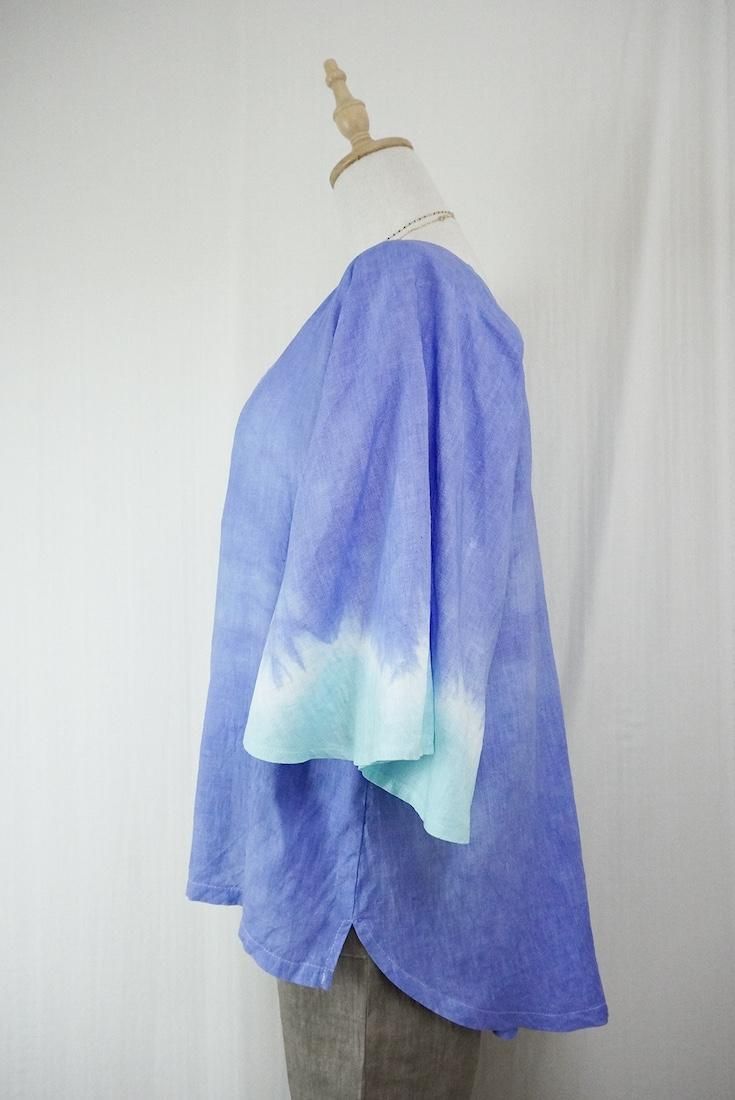 French Linen Flare Cardigan Horizon x Turquoise