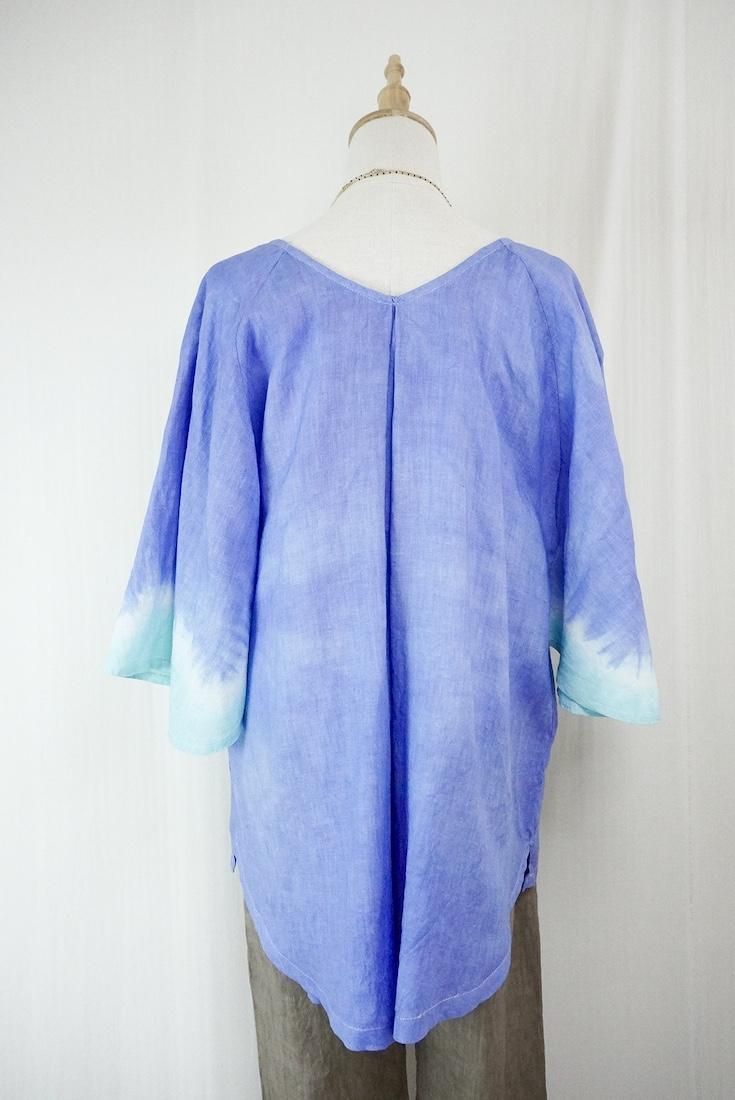 French Linen Flare Cardigan Horizon x Turquoise