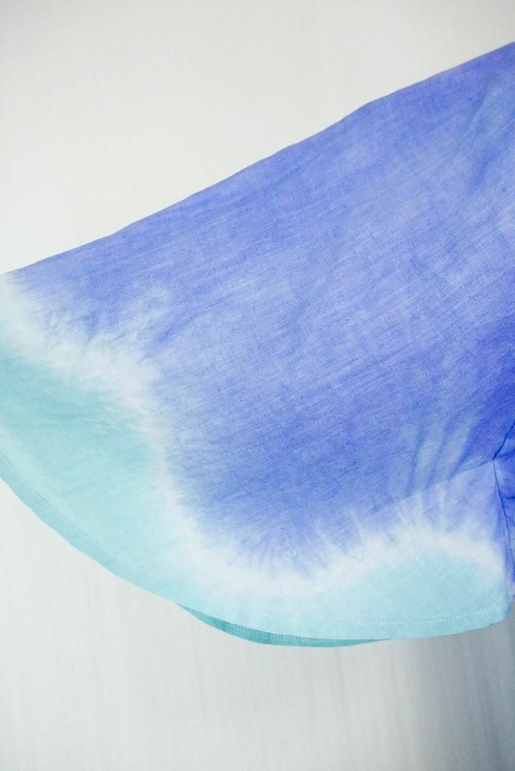 French Linen Flare Cardigan Horizon x Turquoise