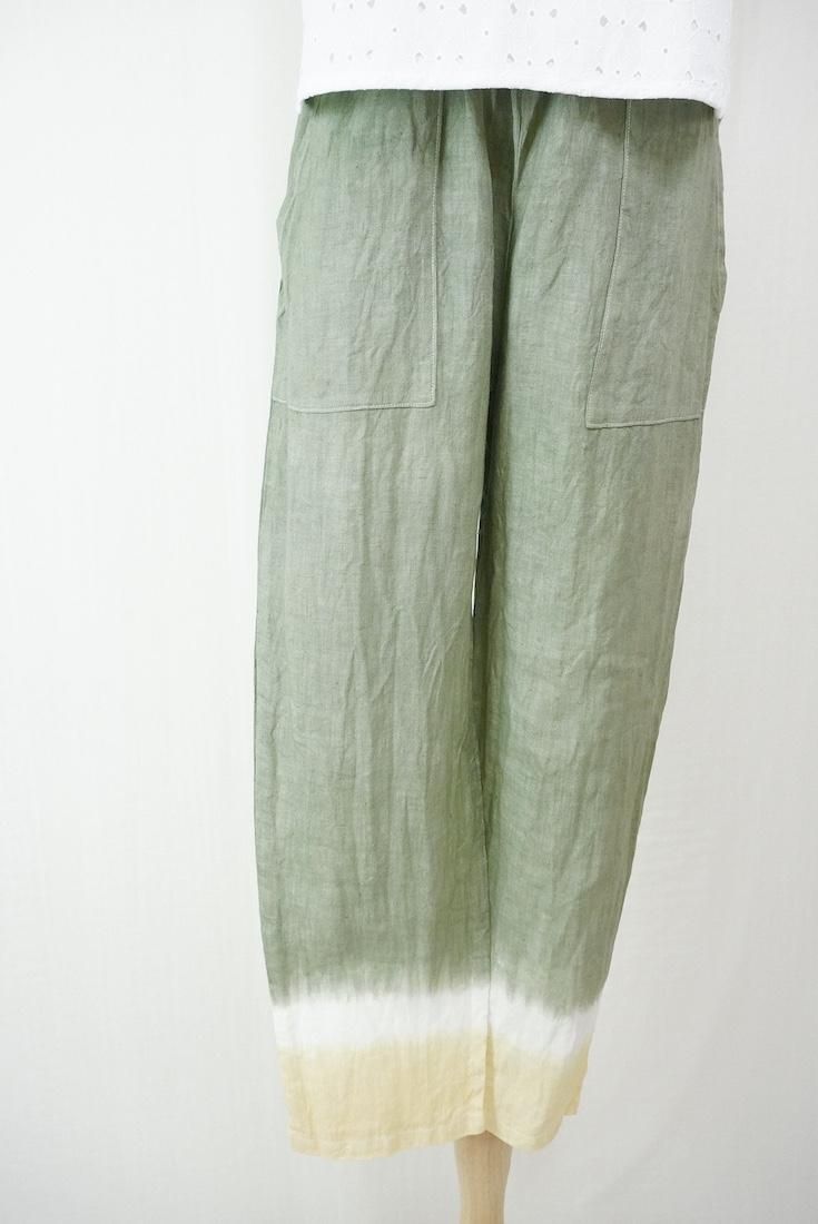 French Linen Easy Pants Greentea x Custard