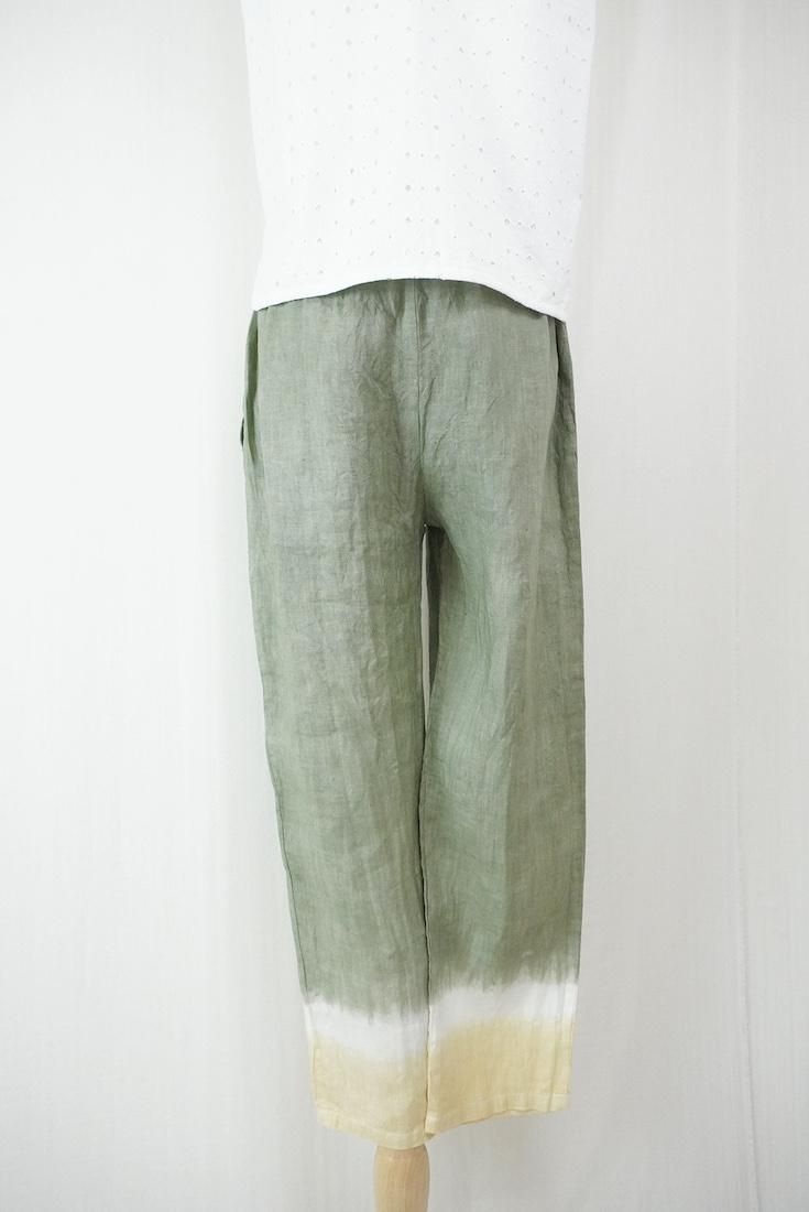 French Linen Easy Pants Greentea x Custard