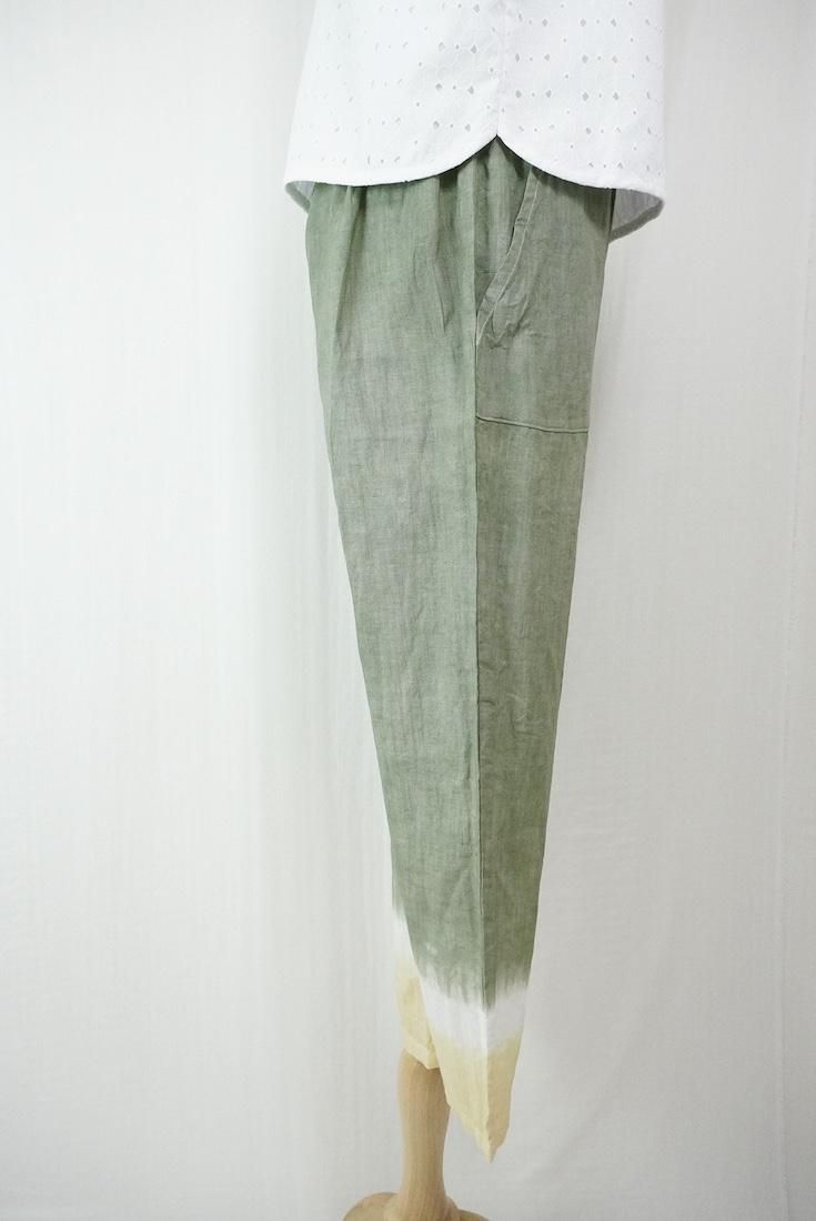 French Linen Easy Pants Greentea x Custard